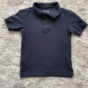 Náutica boys navy blue collard shirt. Size medium regular. Good condition